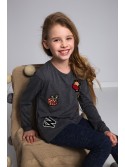 Blouse with patches, dark gray NDZ8129 - Online store - Boutique